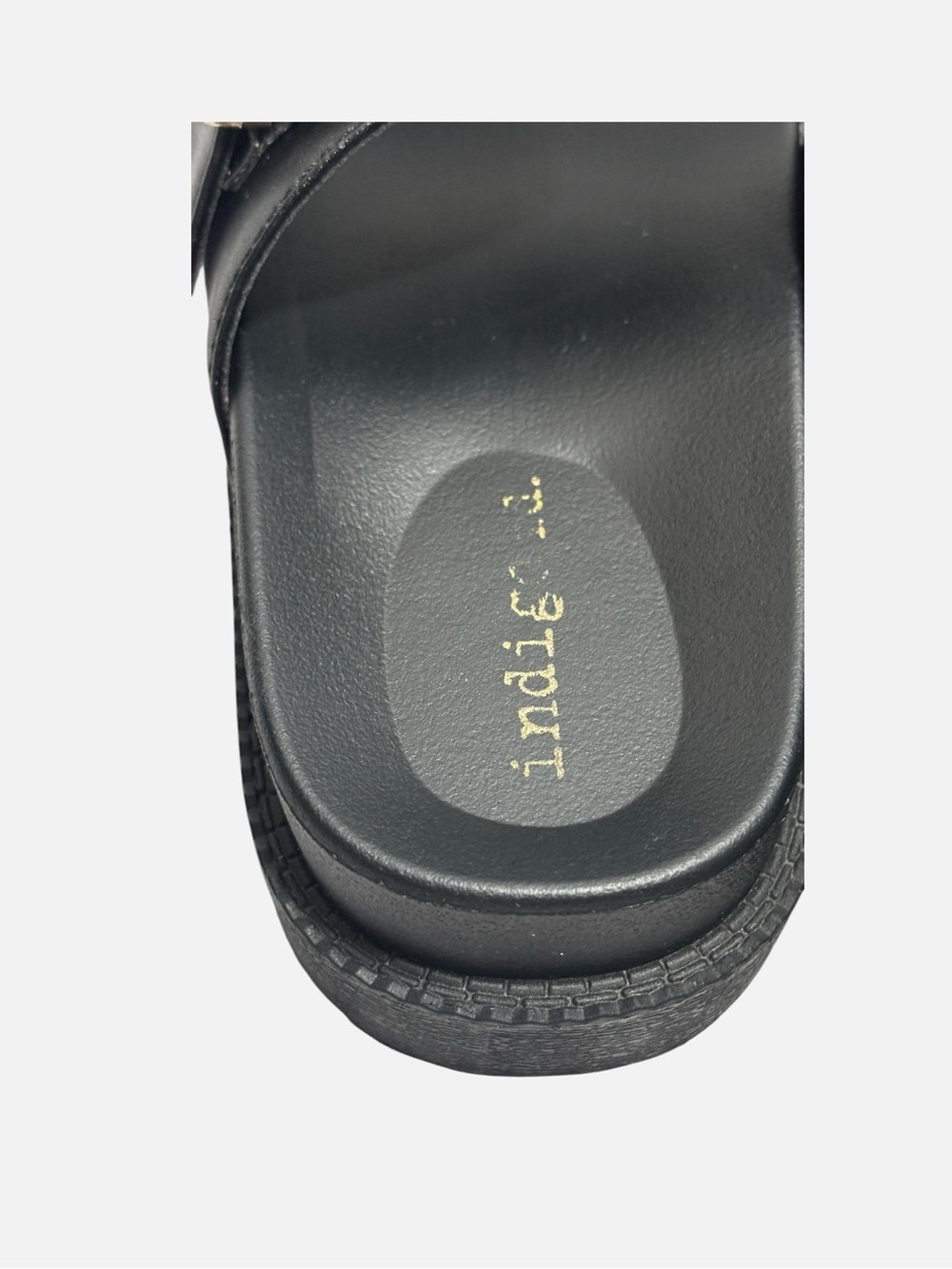 Indigo Rd. Women’s Black Gold Double-Buckle Chunky Slide Sandals Size 6 - Picture 9 of 14